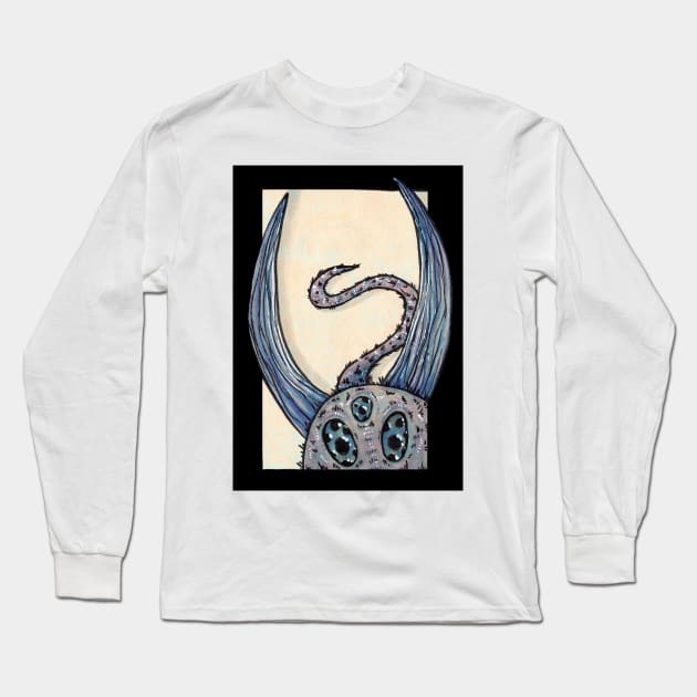 Blue Fluffy Monster Long Sleeve T-Shirt by Space Kale